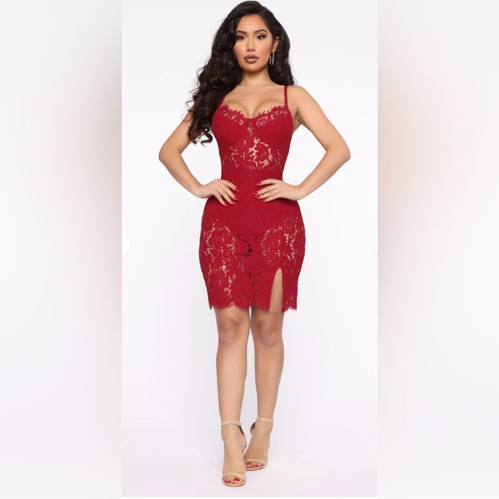 Fashion Nova Red Lace Dress